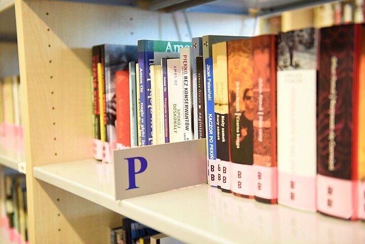 Książki stojące w rzędzie na regale